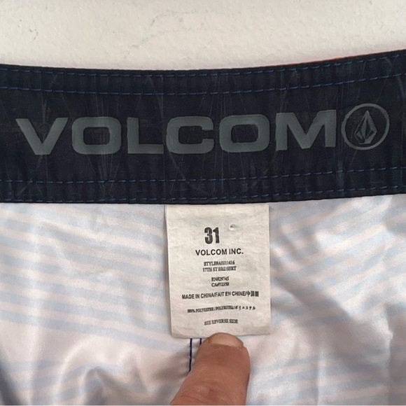 Men’s Volcom Orange & Blue Striped Board Shorts‎ Swim Trunks Size 31 - Picture 9 of 16